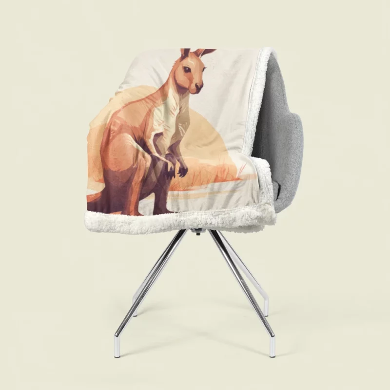 Flat Kangaroo Illustration Sherpa Fleece Blanket 1