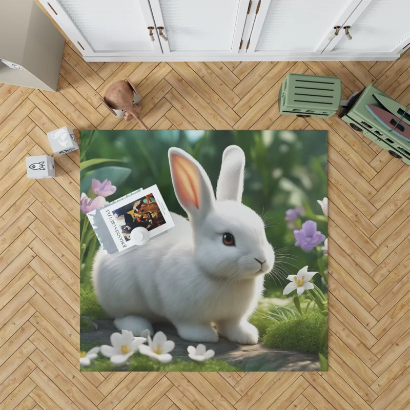 Fluffy Bunny AI Generation Rug