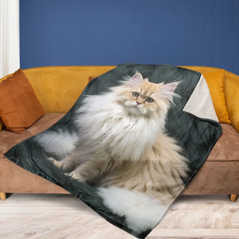 Fluffy Cat Close-Up Fleece Blanket 1