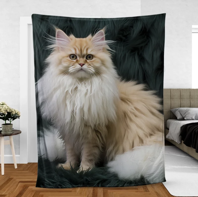 Fluffy Cat Close-Up Fleece Blanket