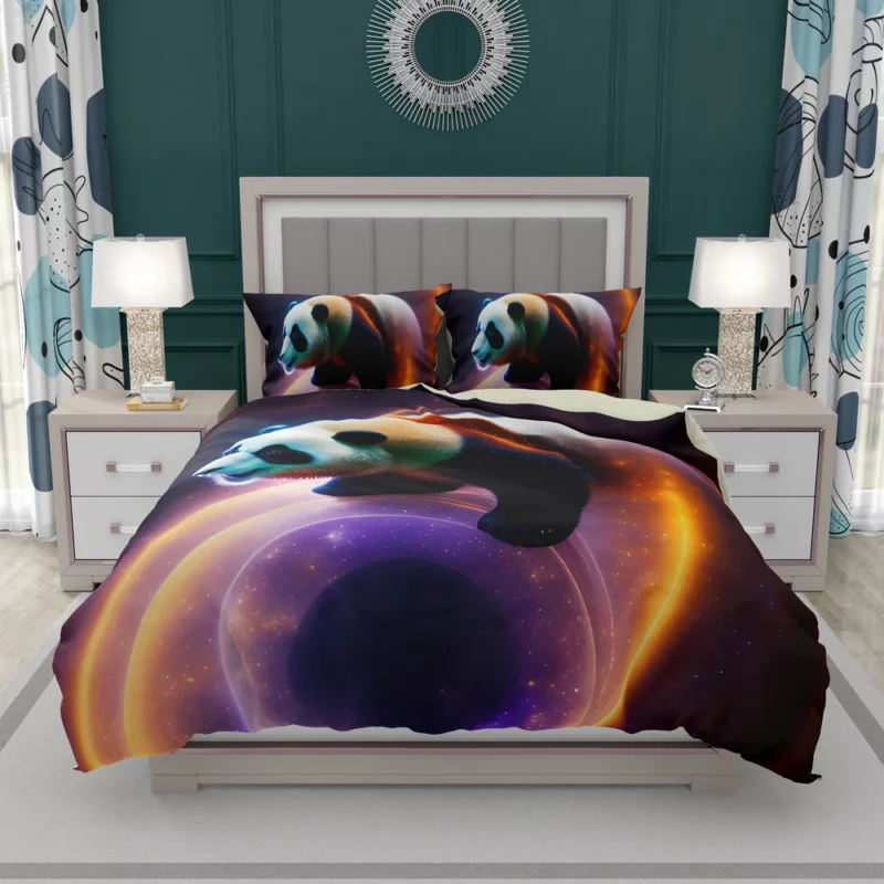 Flying Panda in a Galaxy Bedding Set 2