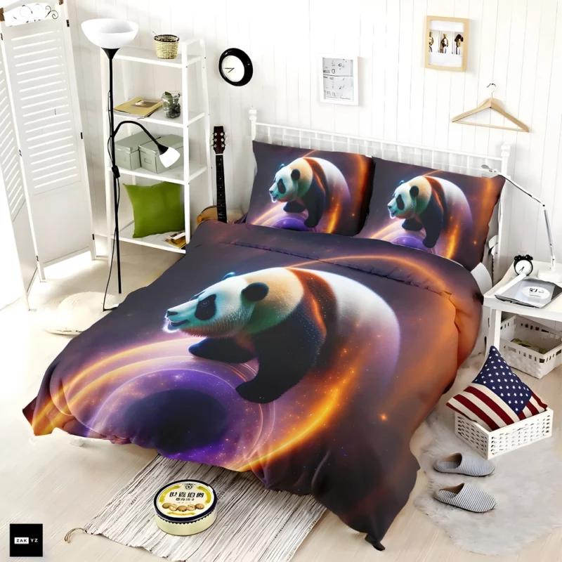 Flying Panda in a Galaxy Bedding Set