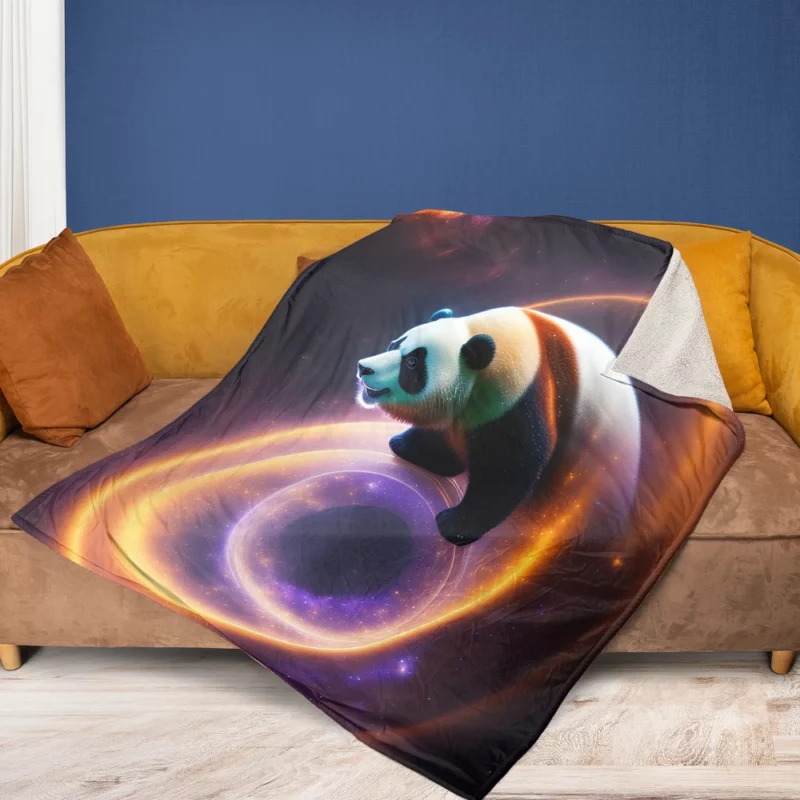 Flying Panda in a Galaxy Fleece Blanket 1