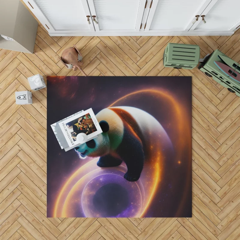 Flying Panda in a Galaxy Rug