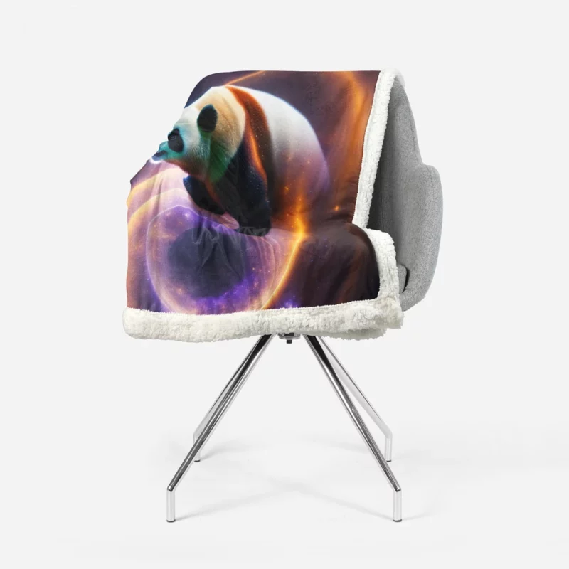 Flying Panda in a Galaxy Sherpa Fleece Blanket 1