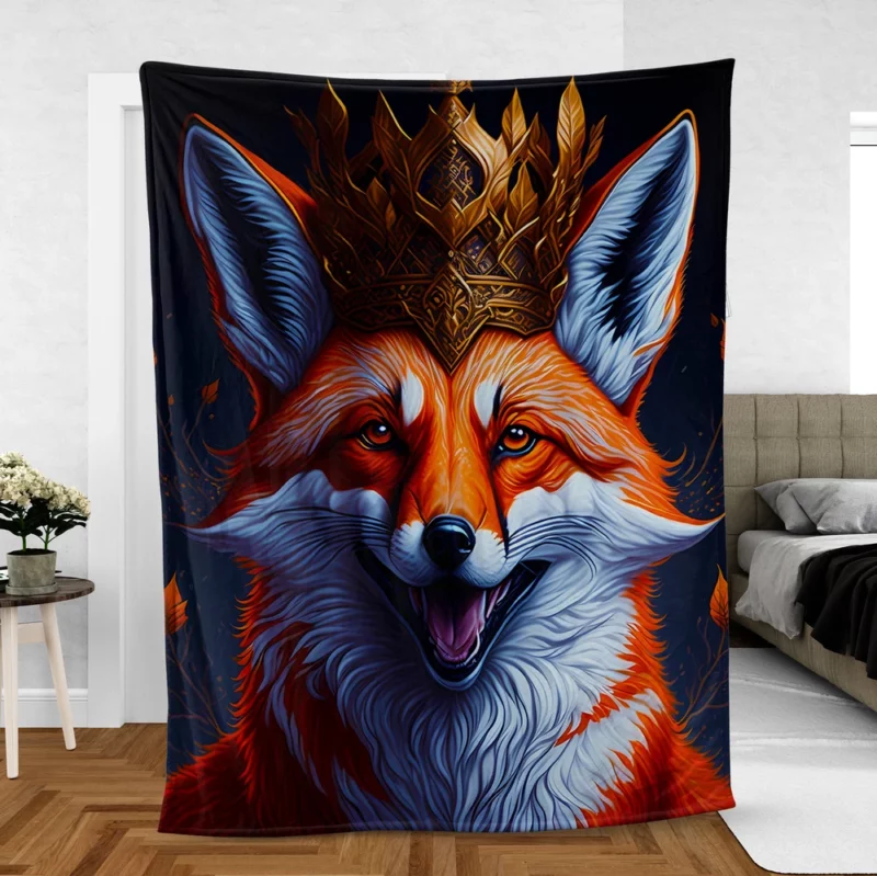 Fox Illustration Artwork Fleece Blanket