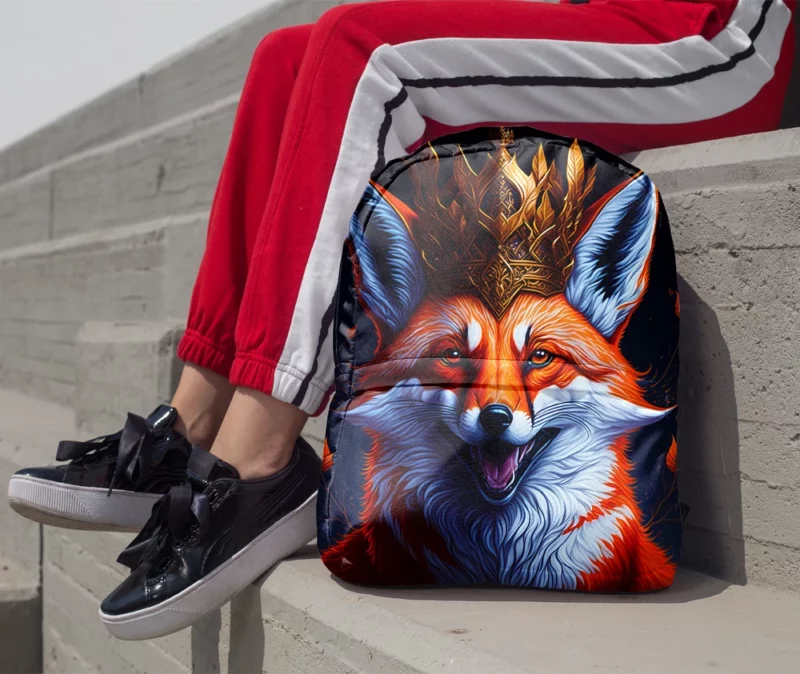 Fox Illustration Artwork Minimalist Backpack 1