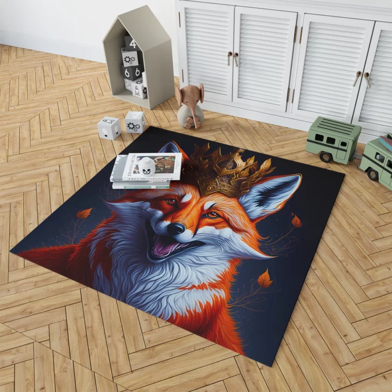 Fox Illustration Artwork Rug 1