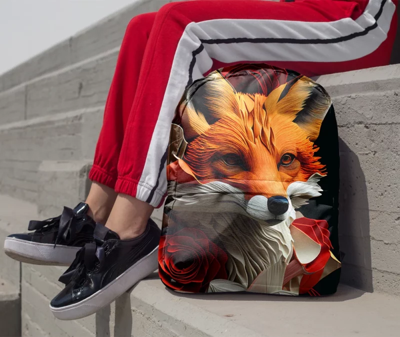 Fox Paper Style Portrait Minimalist Backpack 1