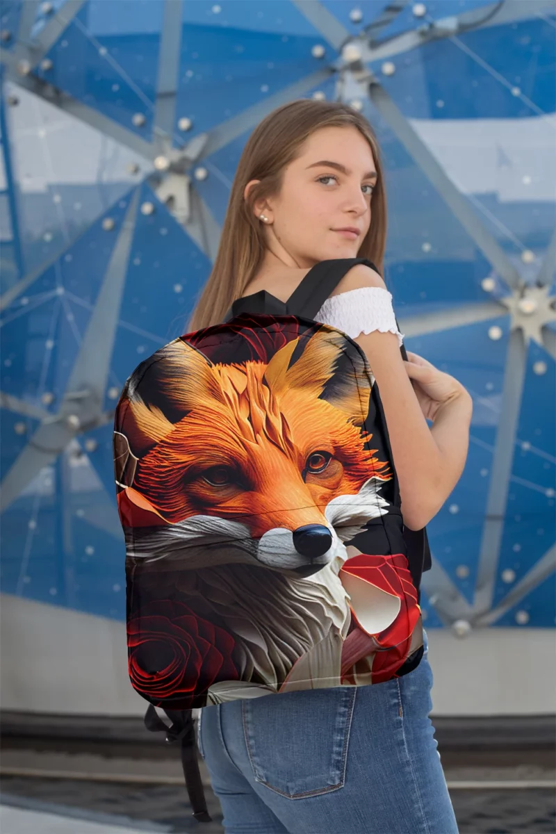 Fox Paper Style Portrait Minimalist Backpack 2