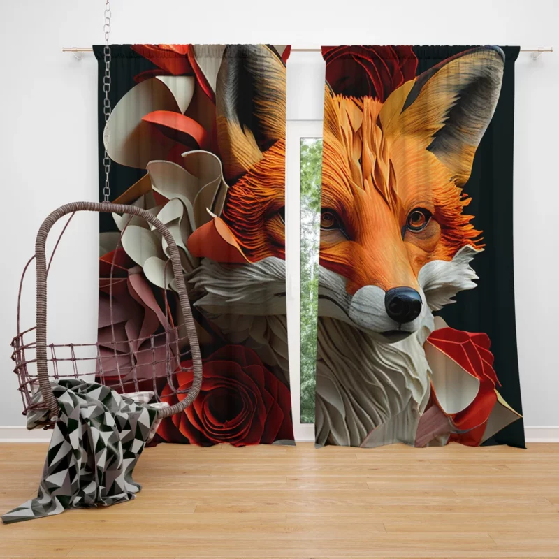 Fox Paper Style Portrait Window Curtain