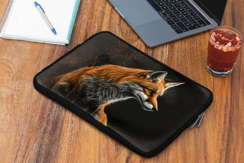 Fox Sitting on Hill Painting Laptop Sleeve 2