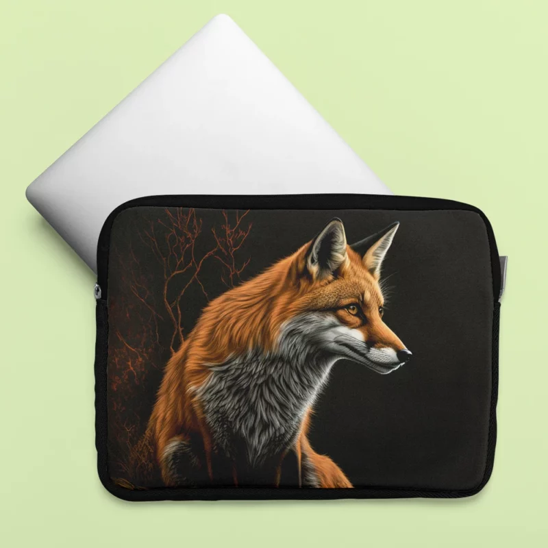 Fox Sitting on Hill Painting Laptop Sleeve