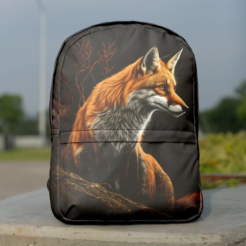 Fox Sitting on Hill Painting Minimalist Backpack