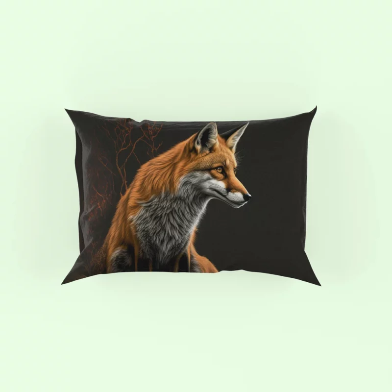 Fox Sitting on Hill Painting Pillow Case