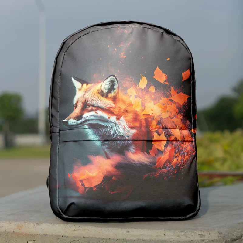 Fox Surrounded by Leaves Minimalist Backpack