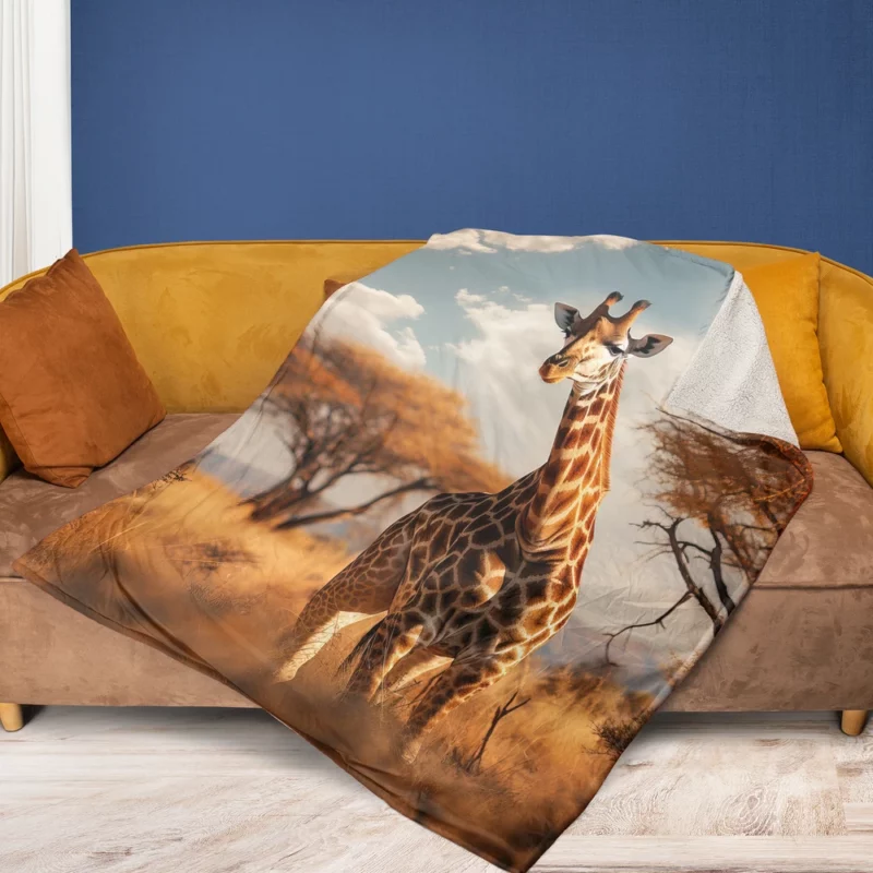 Full Body Giraffe Photography Fleece Blanket 1