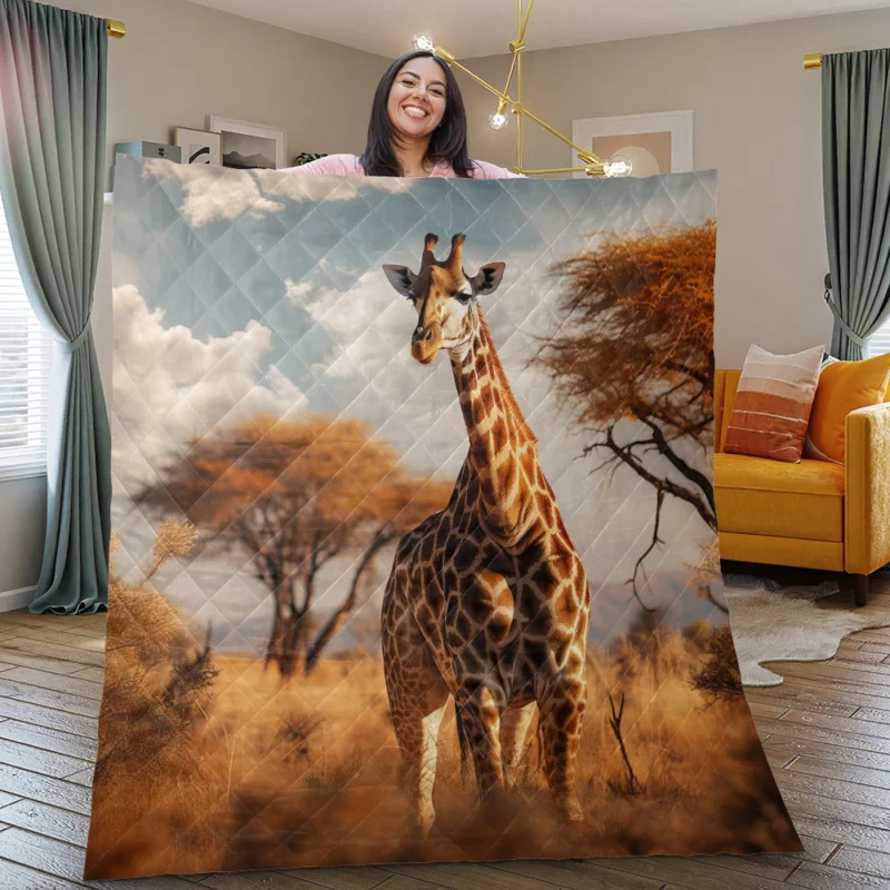 Full Body Giraffe Photography Quilt Blanket