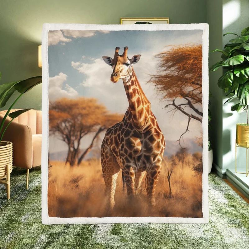 Full Body Giraffe Photography Sherpa Fleece Blanket