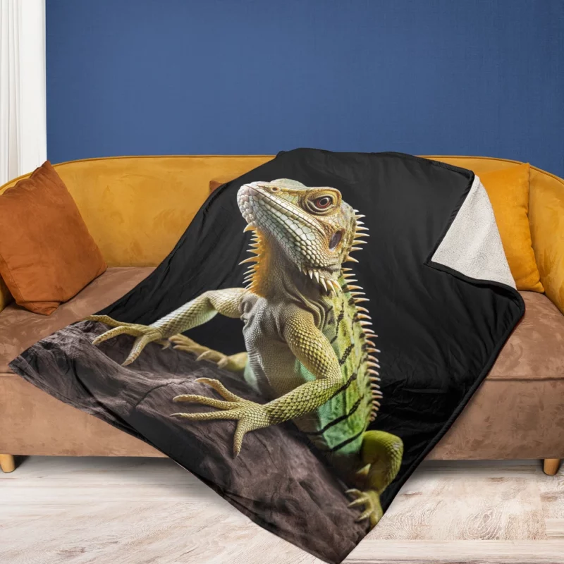 Full Body Lizard AI Art Fleece Blanket 1