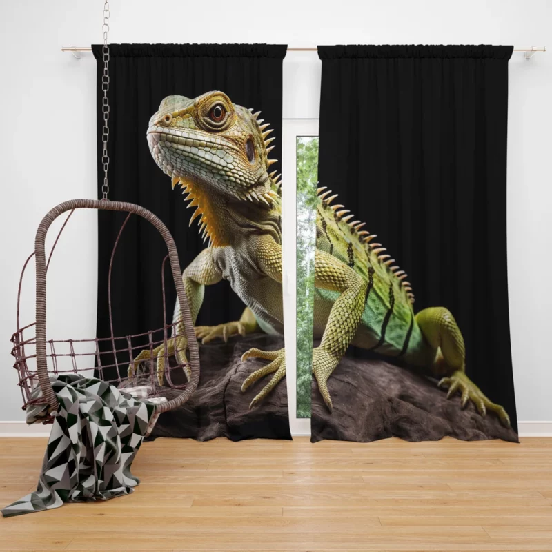Full Body Lizard AI Art Window Curtain
