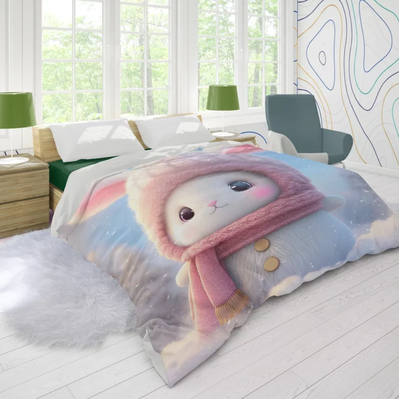 Funny Bunny Illustration Duvet Cover