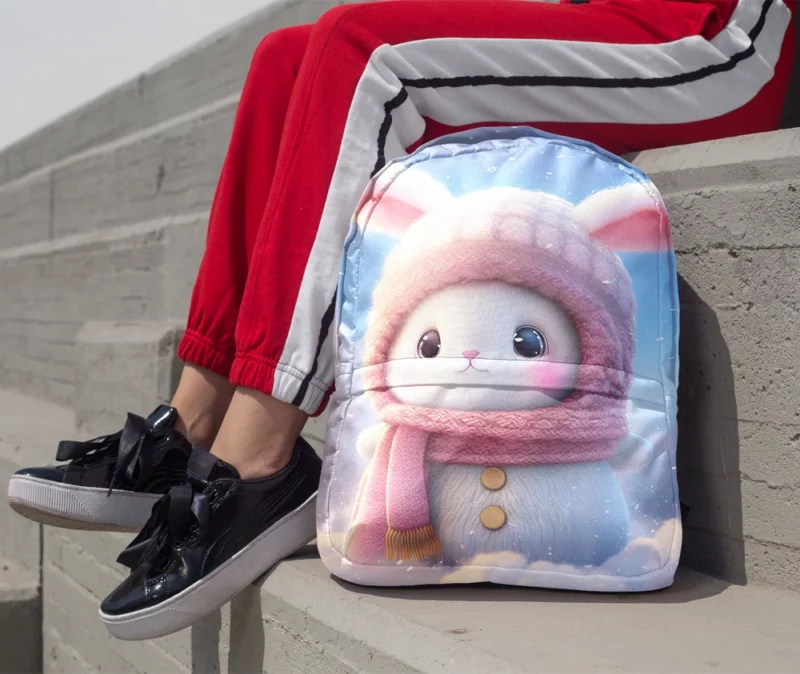 Funny Bunny Illustration Minimalist Backpack 1