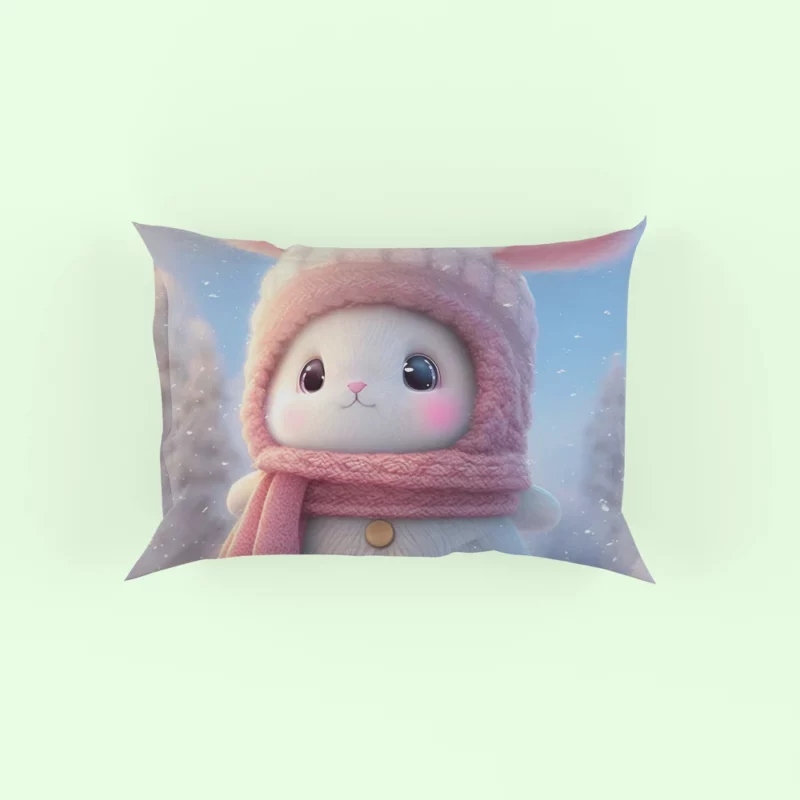 Funny Bunny Illustration Pillow Case