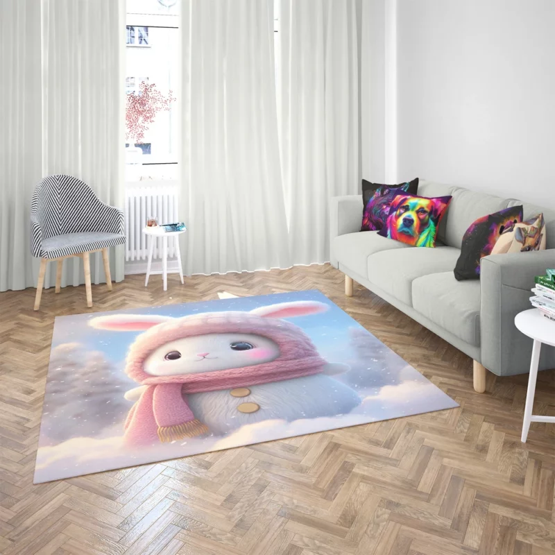 Funny Bunny Illustration Rug 2