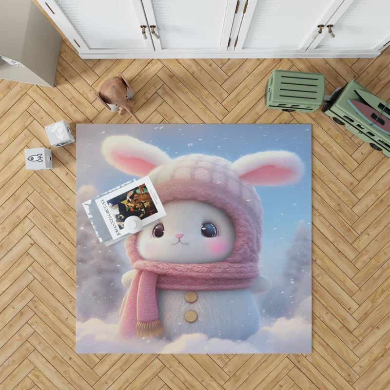 Funny Bunny Illustration Rug