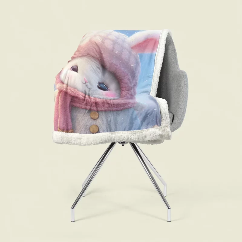 Funny Bunny Illustration Sherpa Fleece Blanket 1