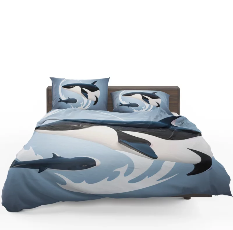 Funny Orca Logo Illustration Bedding Set 1