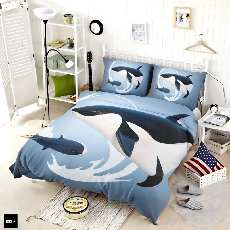 Funny Orca Logo Illustration Bedding Set