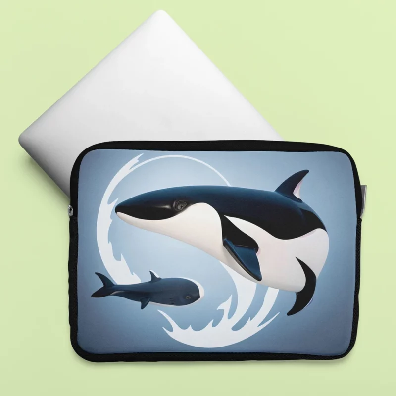 Funny Orca Logo Illustration Laptop Sleeve