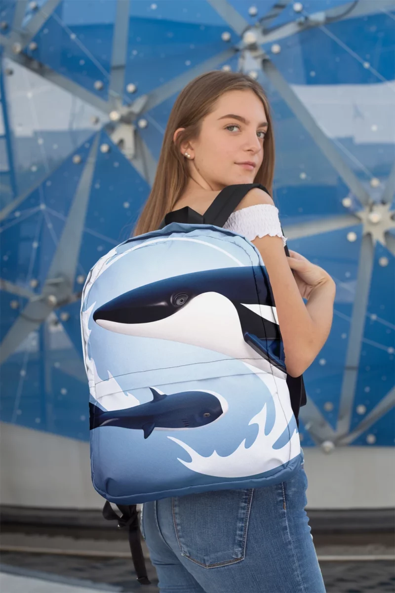 Funny Orca Logo Illustration Minimalist Backpack 2