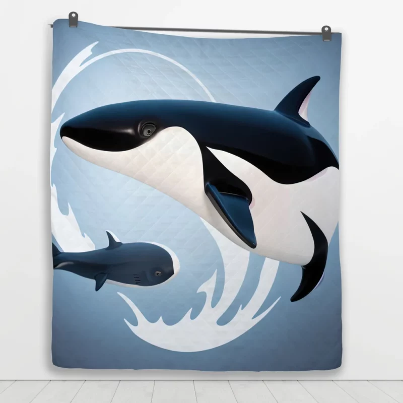 Funny Orca Logo Illustration Quilt Blanket 1