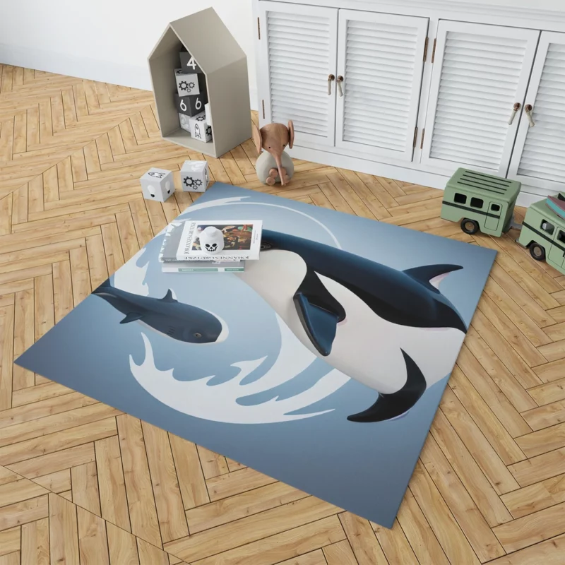 Funny Orca Logo Illustration Rug 1