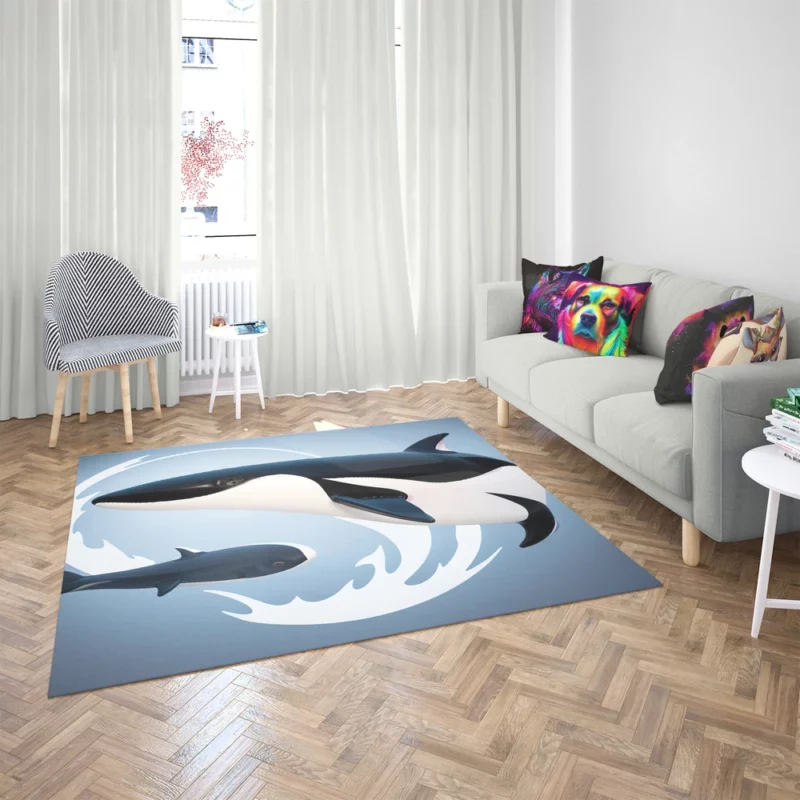 Funny Orca Logo Illustration Rug 2