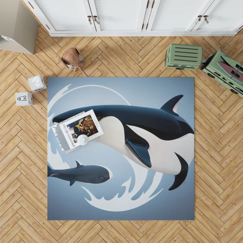 Funny Orca Logo Illustration Rug