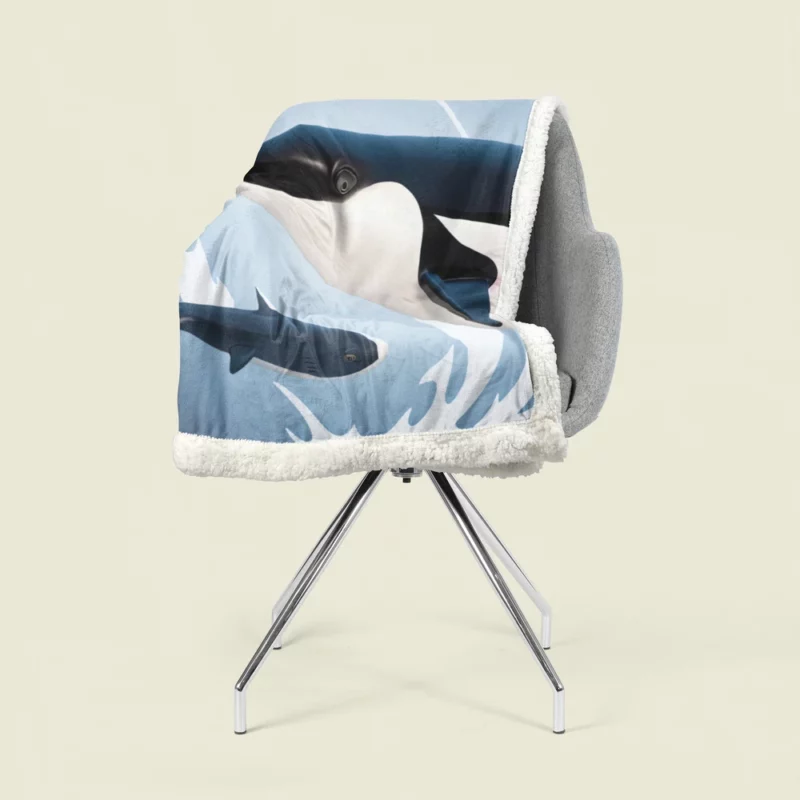 Funny Orca Logo Illustration Sherpa Fleece Blanket 1