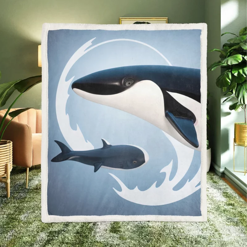 Funny Orca Logo Illustration Sherpa Fleece Blanket