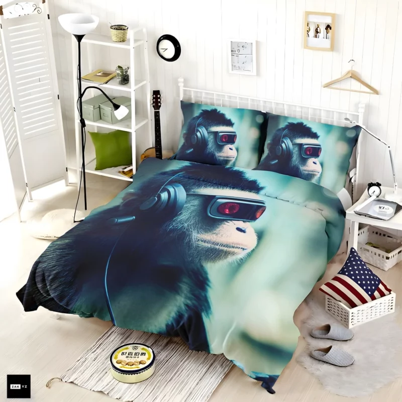 Futuristic Cyberpunk Monkey Bedding Set