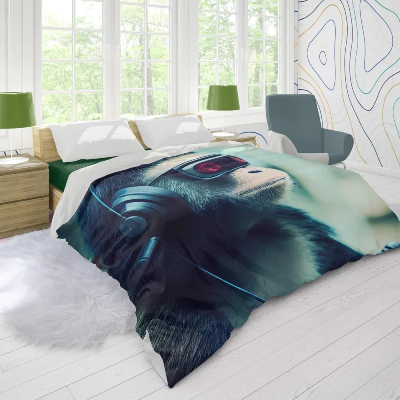 Futuristic Cyberpunk Monkey Duvet Cover