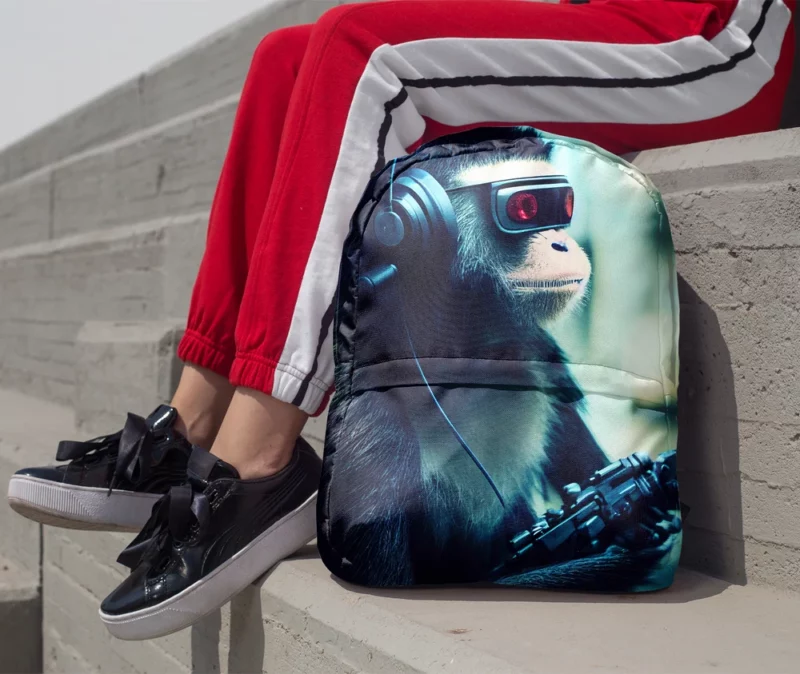 Futuristic Cyberpunk Monkey Minimalist Backpack 1