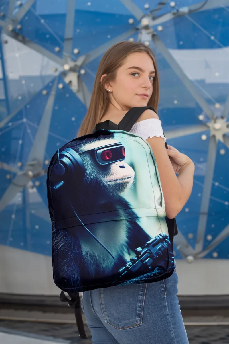 Futuristic Cyberpunk Monkey Minimalist Backpack 2