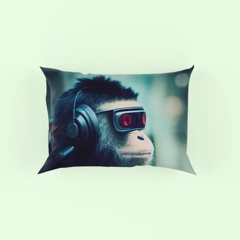 Futuristic Cyberpunk Monkey Pillow Case