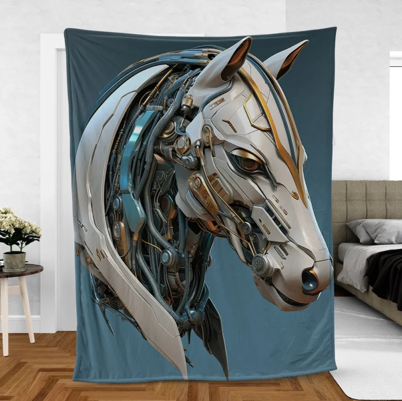 Futuristic Horse Head Fleece Blanket