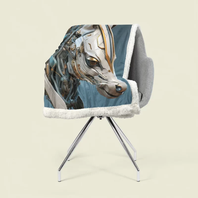 Futuristic Horse Head Sherpa Fleece Blanket 1