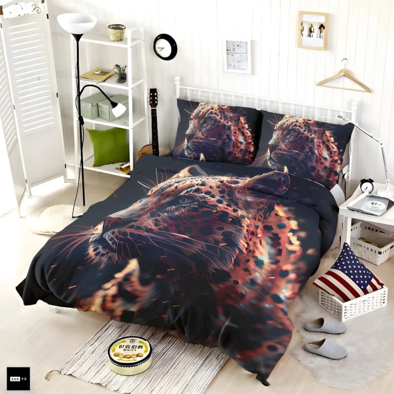 Futuristic Leopard Illustration Bedding Set