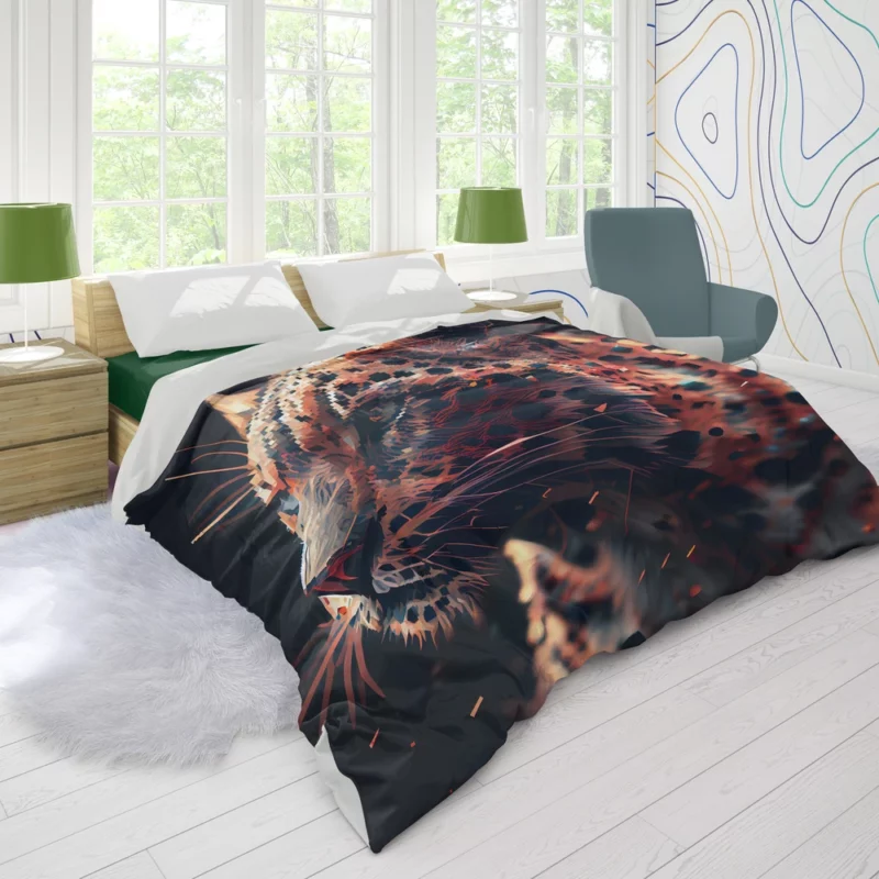 Futuristic Leopard Illustration Duvet Cover